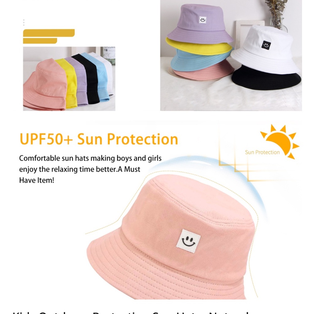 Smiley Kids Bucket Hat in Pink